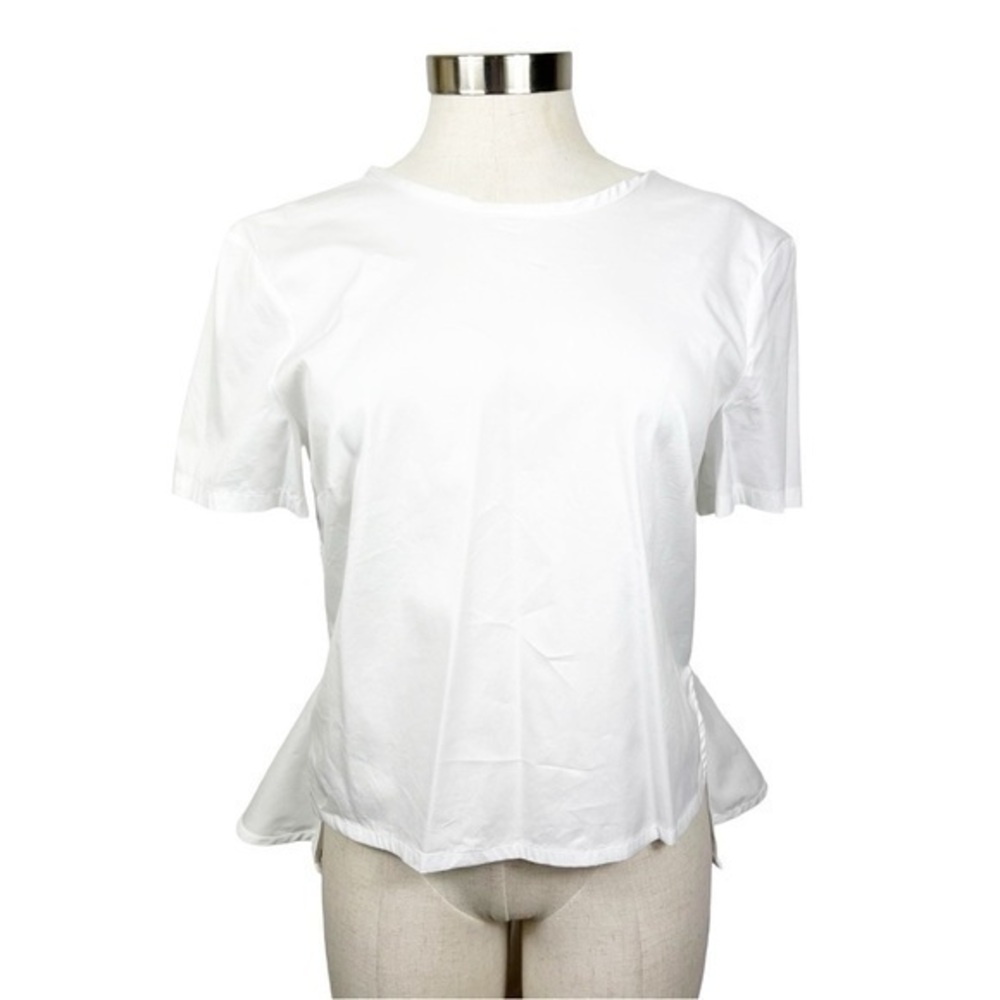Zara Woman‎ White Shirt With Ruffled Back Hem Size Small